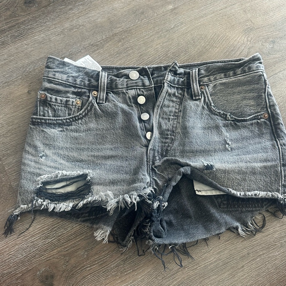 Levi's Black Distressed Jean Shorts